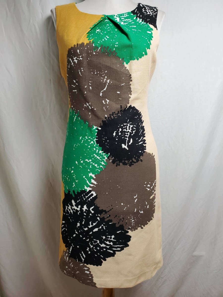 Tabitha Pom Flower Sheath Dress Sz Floral Cotton Sleeveless