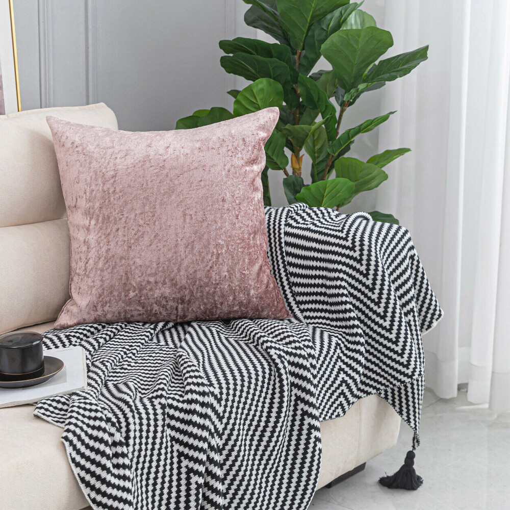 Crushed Velvet Cushion Covers Luxury Plain 17"X17", 20"X20" 22"X22", 24