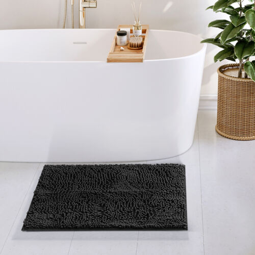 Petit tapis de bain en chenille doux, lavable en machine, tapis de bain absorbant antidérapant - Photo 1/78