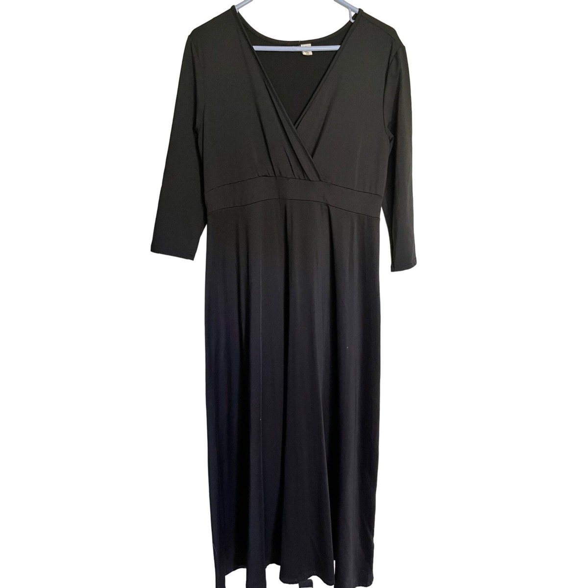 faux wrap maxi dress Roaman's Plus Size Flutter Sleeve Wrap Maxi Dress