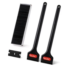 2 Pcs Long Handle Plastic Razor Blade Scraper with 100 PCS Spare Plastic Blades