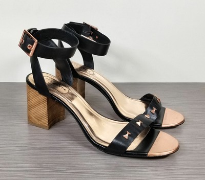 Ted Baker BIAH Studded Bow Detail Sandals Black Leather, Womens Size 8.5 US / 39 | eBay