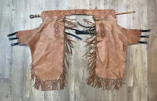 Western Chinks, Custom-Made, Leather, Hand Tooled Belt, 6" Fringe