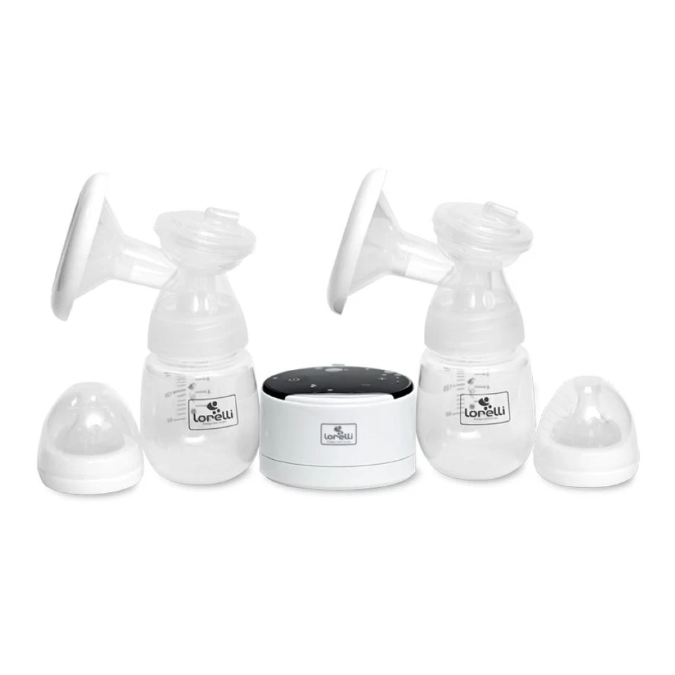 Lorelli elektrische Doppelmilchpumpe Daily Comfort LCD-Anzeige mit zwei Flaschen