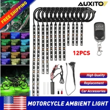 12PCS Motorcycle RGB Led Light Kit Waterproof Multi-Color Atmosphere Lights Lamp