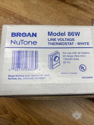 Broan NuTone 86W Thermostat, White, Line Voltage, 22A 120/240v | eBay