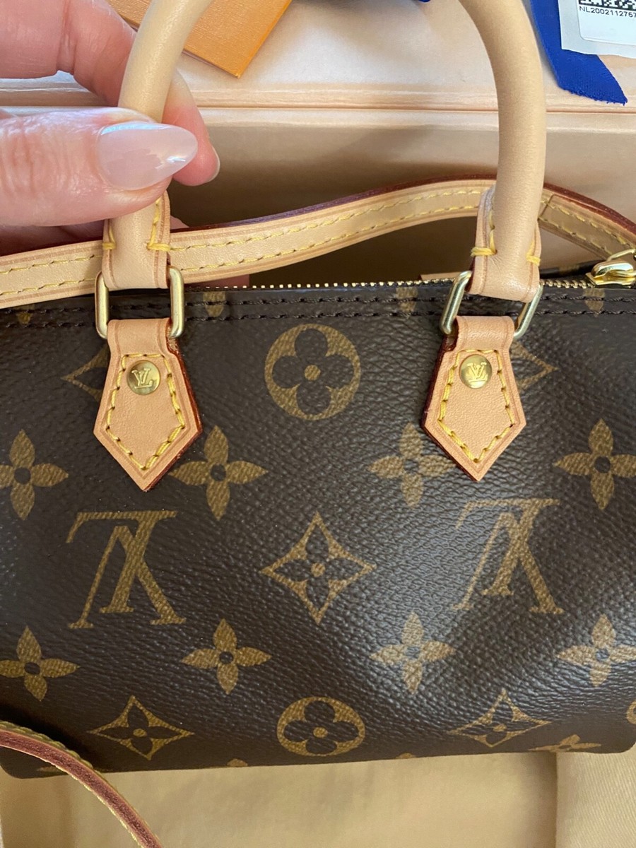 Louis Vuitton Speedy Bandouliere White Strap Duffle Nano
