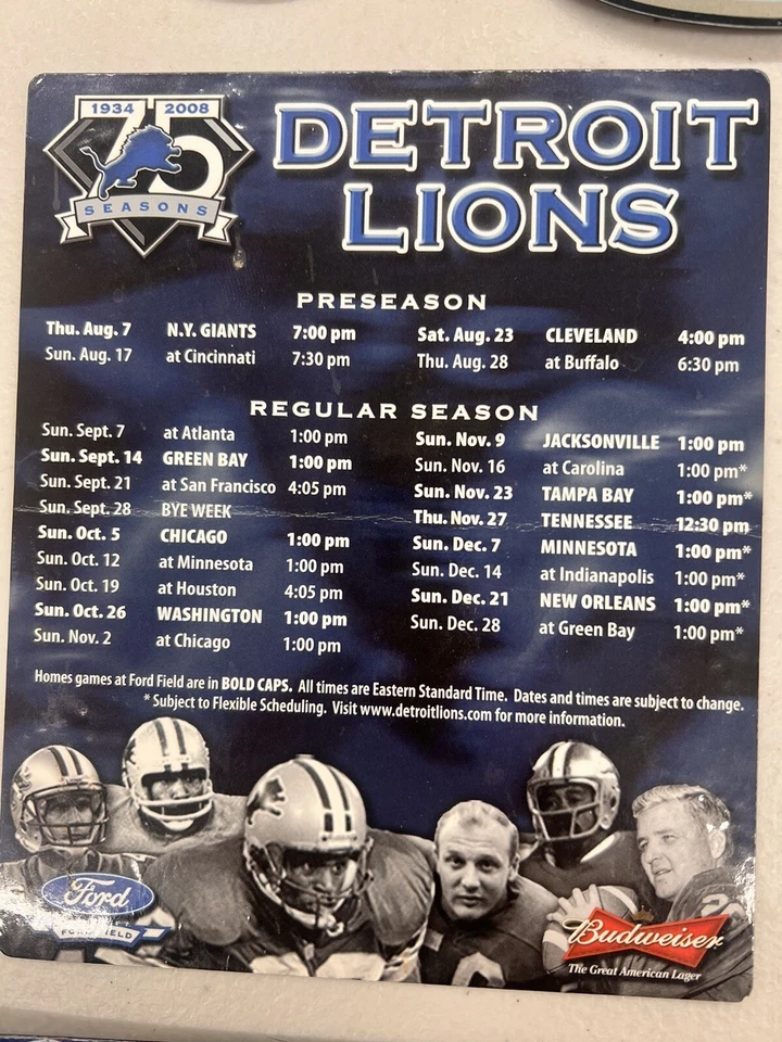 Colección Imán Detroit Lions Horario 9 Piezas Años 03,08,09,10,11,12,13,22 Foto 3 de 4