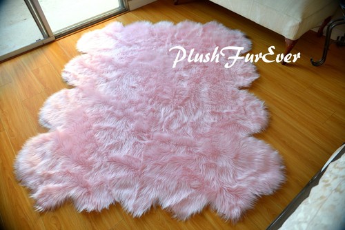 Alfombra de piel de oveja rosa bebé ocho pieles de oveja 5' x 6' Octo - Imagen 2 de 2