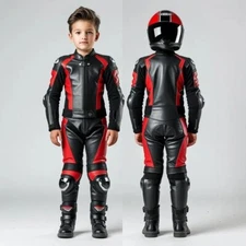Motorbike Kids Racing Leather Suit with Armor | Youth Biker Protective Gear USA