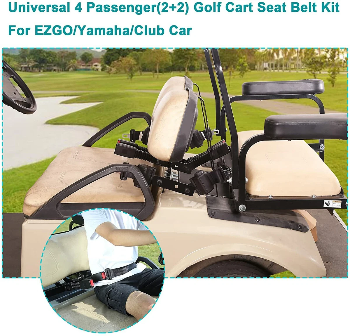  10L0L 42 Golf Cart Seat Belts Kit with Bracket 35 x 6.9  Universal Fits 2 Passenger EZGO TXT Yamaha Club Car DS Precedent (2 *seat  Belt) : Sports & Outdoors