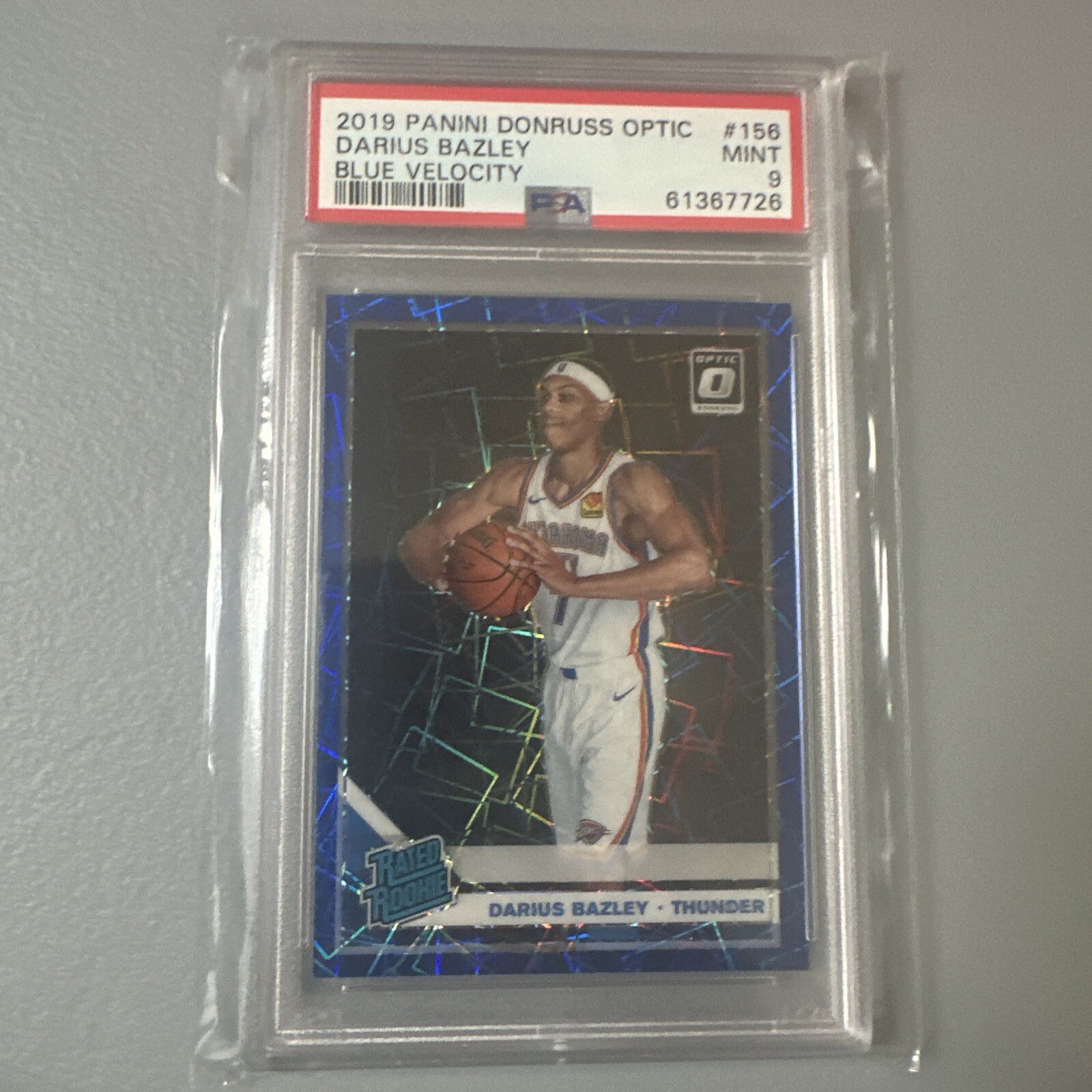 2019-20 Donruss Optic Darius Bazley Blue Velocity Prizm Rated Rookie #156 PSA 9