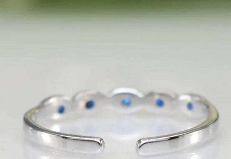 Regalo Año Nuevo para Dama 0.50ct Tanzanita Azul Anillo Puntera Ajustable Plata 925 Foto 3 de 4