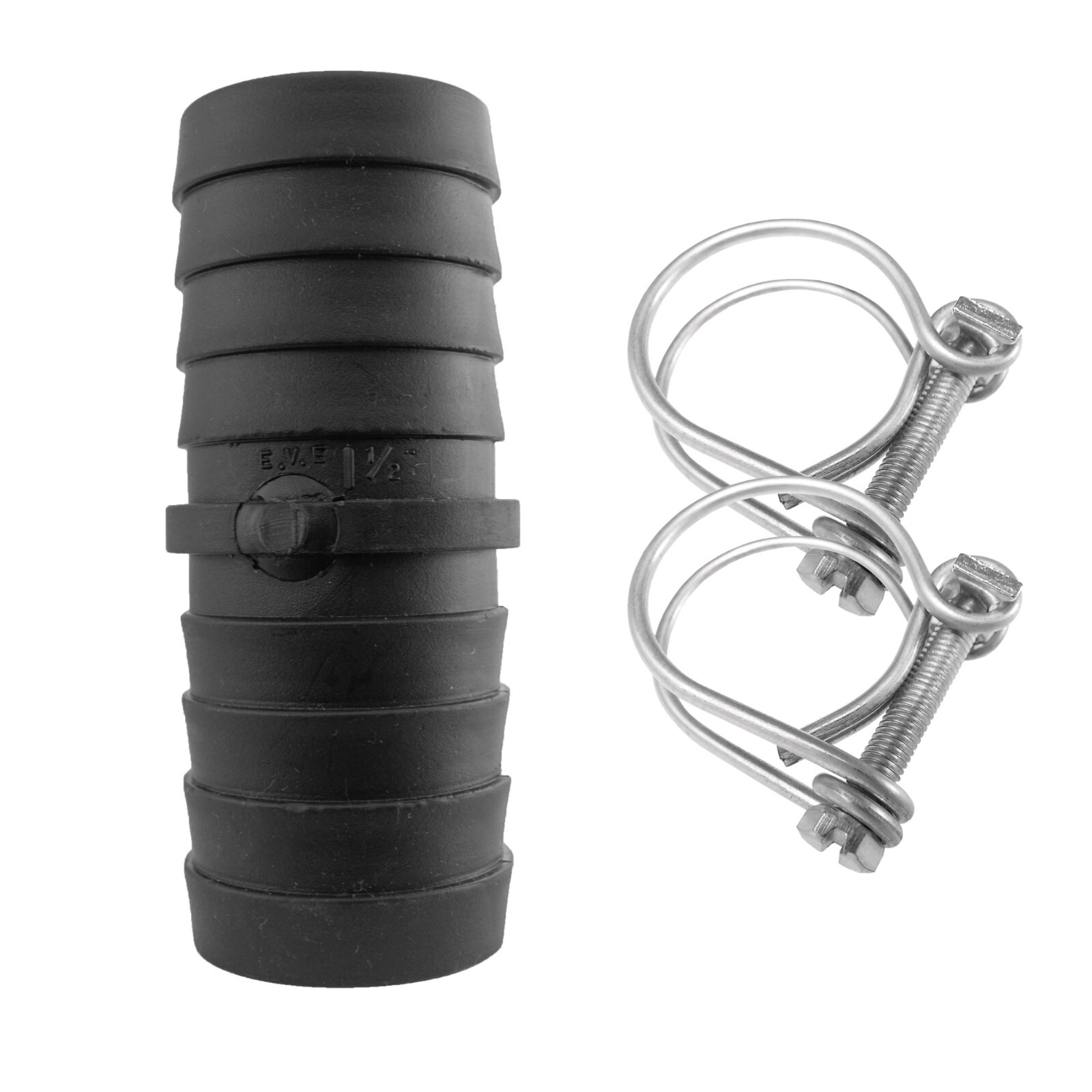 Garden Pond Hose Barbed Joiner For 25mm Corrugated Pipe With Clamps