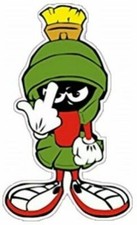 MARVIN MARTIAN WITH MIDDLE FINGER LAPTOP STICKER BUMPER STICKER / DECAL
