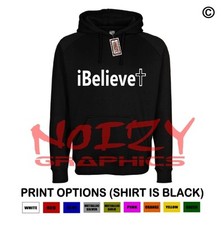 I Believe Cross 3 Christian Hoodie Black Sweatshirt Jesus Religious Worship