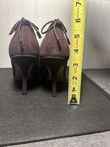 Vintage Jimmy Choo Chocolate Suede Bow Tie Size 37.5 - Picture 12 of 12