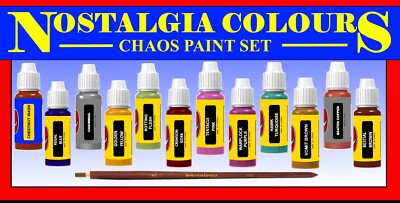 Nostalgie '94 Oldhammer Wargaming Chaos Paint Set - 12 Flaschen + Pinsel