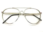 Mens Women Classic Vintage Retro Style Clear Lens EYE GLASSES Silver Metal Frame