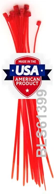 USATOUGHTIES 200 USA Made TOUGH TIES 6" inch 40lb Nylon Tie Wraps Wire Cable Zip Ties Red