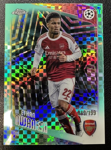 2025-26 Topps Chrome UEFA Club #21 Ethan Nwaneri Aqua X-Fractor #/199