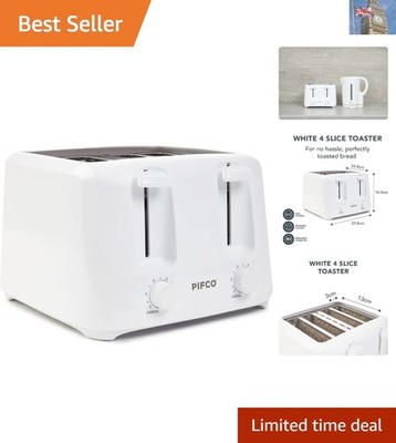 Eleganter weißer 4-Scheiben-Toaster: Doppelte Steuerung & 6 Bräunungsstufen für perfekten Toast