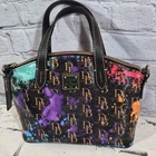 Dooney Bourke Monogram All-Over Paint Splatter Dome Handbag Purse - Flawed Liner