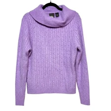 Lilac Coquette Angora Blend Cowl Neck Sweater Womens Large Old Money Luxury