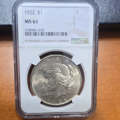 1922 $1 Peace Dollar NGC MS 61 Silver Coin Philadelphia Uncirculated