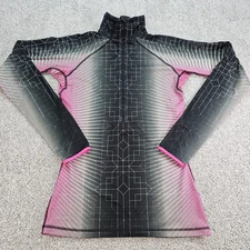 Nike Pro Womens Geometric Pink/Black/Gray Top Size Small 1/2 Zip Jacket