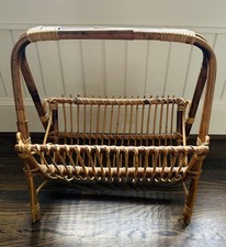 Bamboo & Rattan Magazine Stand Newspaper Rack with Handle