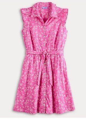 NWT Draper James Sz XL Pink Floral Shirt Dress Cotton Summer Preppy Cottagecore
