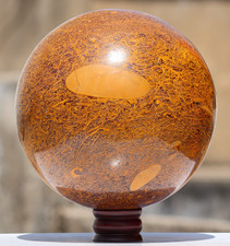 34,54 lb! Bola de piedra de cristal curativo rara exquisita esfera de jaspe calígrafo 230 mm