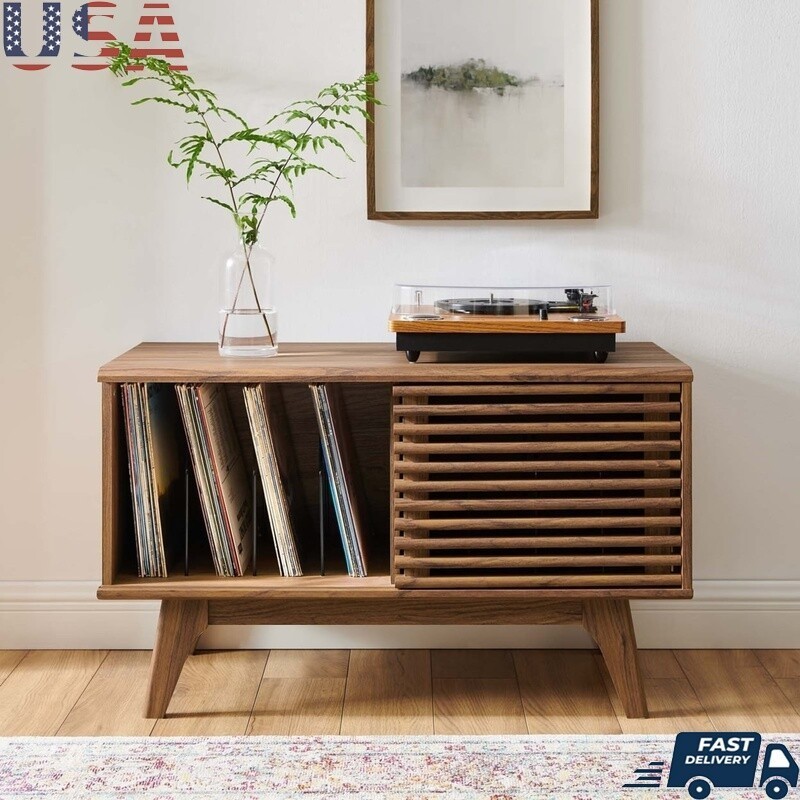 Sliding Door Wood Frame Storage Media Organizer
