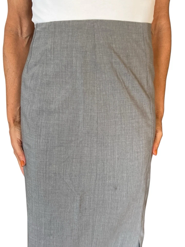 MUJER AKRIS PUNTO GRIS SÓLIDO LANA FALDA ABERTURAS INFERIORES LÁPIZ RECTO 12 CARRERA Foto 4 de 4