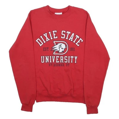 CHAMPION Sweatshirt Col Ras Du Cou Rouge Dixie State Univ Coton XS - Photo 1/4