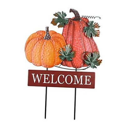  Fall Decorations for Home Outdoor, 22'' Decorative Garden Stakes with 2 Orange