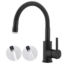 Flexible Gooseneck Spout Bar Sink Faucet Black, 360  Swivel, Suitable for Bat...