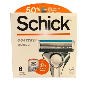 Schick Quattro Titanium Men's Razor  4 Blade Refills 6 Cartridges Blades NEW