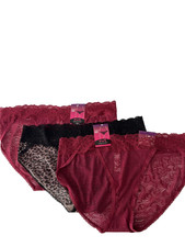 NEW Maidenform 3 Pairs Luxurious Lace Bikini Panties 2XL/9 Multi-Color DMSLBK