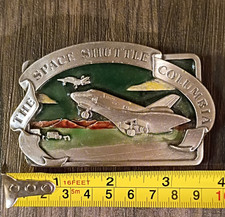 Vintage 1982 Space Shuttle Columbia Belt Buckle Bergamot Pewter Enamel NASA T-41
