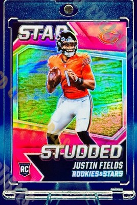 Justin Fields /75 RC PINK REFRACTOR CARD PANINI SP ROOKIE AND STARS BEARS MINT