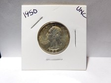 1950 Washington Silver Quarter 25c, 90% Silver Unc. Cond. Edge Toning Started