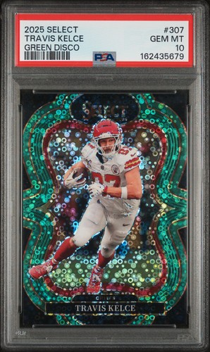 2025 PANINI SELECT GREEN DISCO #307 TRAVIS KELCE 2/5 PSA 10