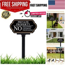 Private Property No Trespassing Sign with Stake, No Soliciting Sign for House...