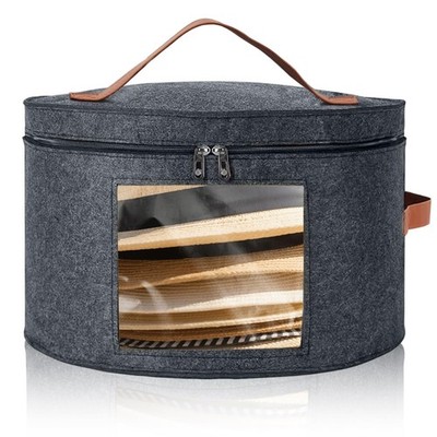 Round Hat Box, Stackable Felt Hat Boxes for Women Storage, Foldable Premium H