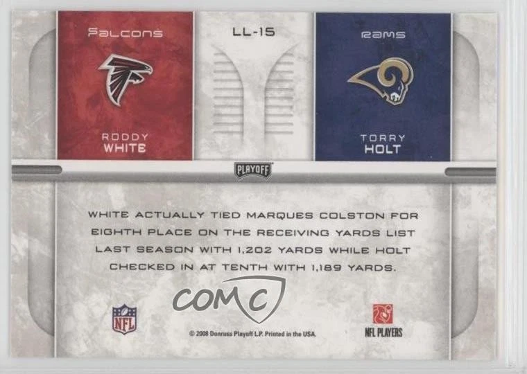 2008 Prestige League Leaders Roddy White Torry Holt #LL-15 - Image 2 of 2