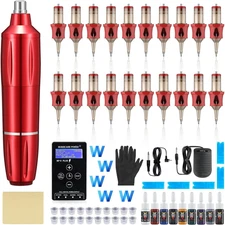 Tattoo Kit - Tattoo Machine with Tattoo Needles, Transfer Paper & Suitcase