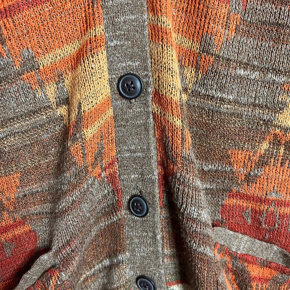 Cardigã Ralph Lauren denim supply asteca tamanho G gola redonda linho tribal algodão - Imagem 3 de 4