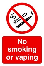 No Smoking or Vaping Sign - Plastic, Aluminium or Sticker - Portrait Design 2